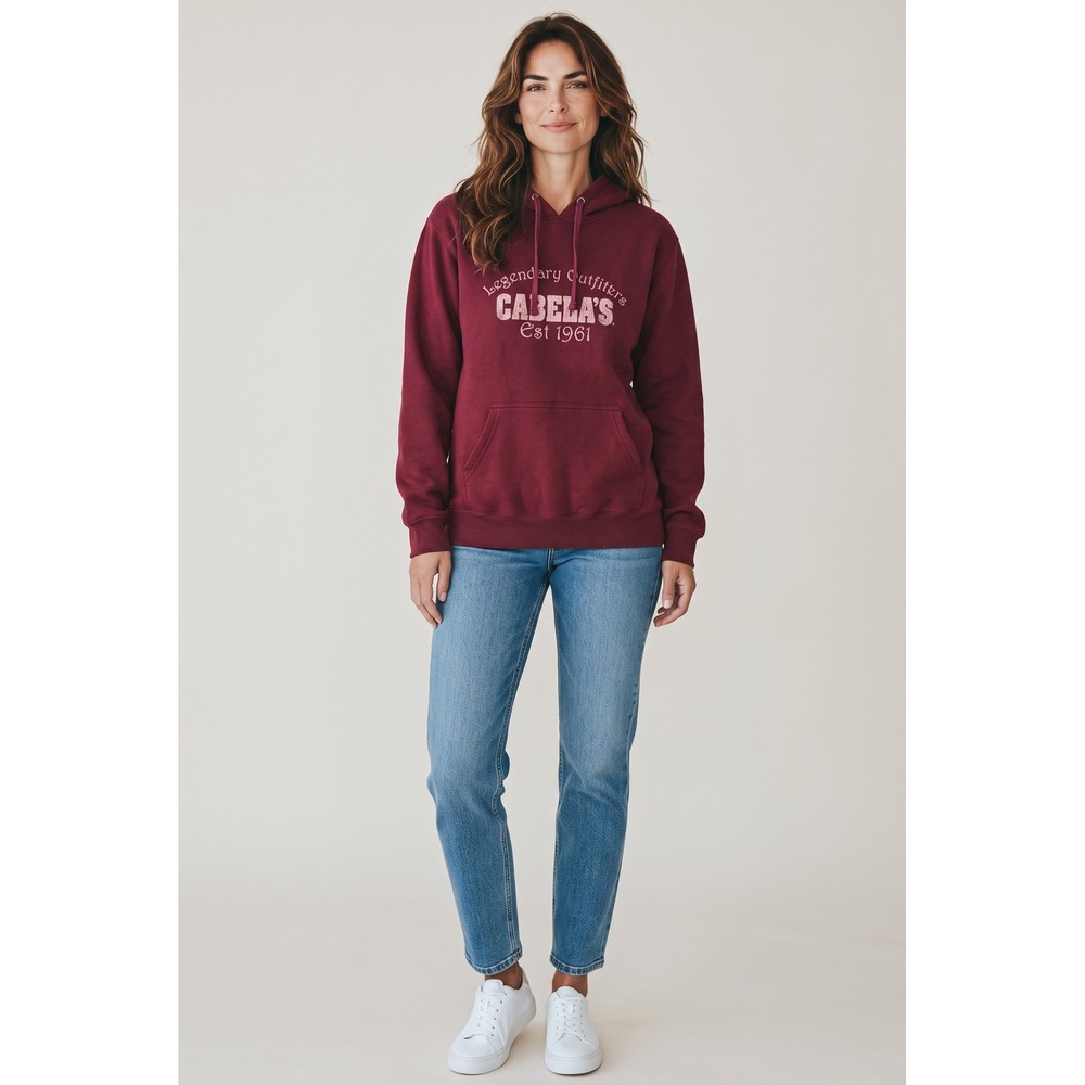 Cabelas Womens Legendary Outfitters Hoodie Burgundy Maroon Sweatshirt M Reg